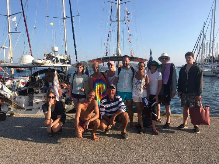 A big group at the marina