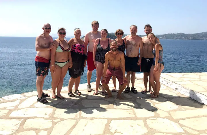 A group on the quay at Skiathos port