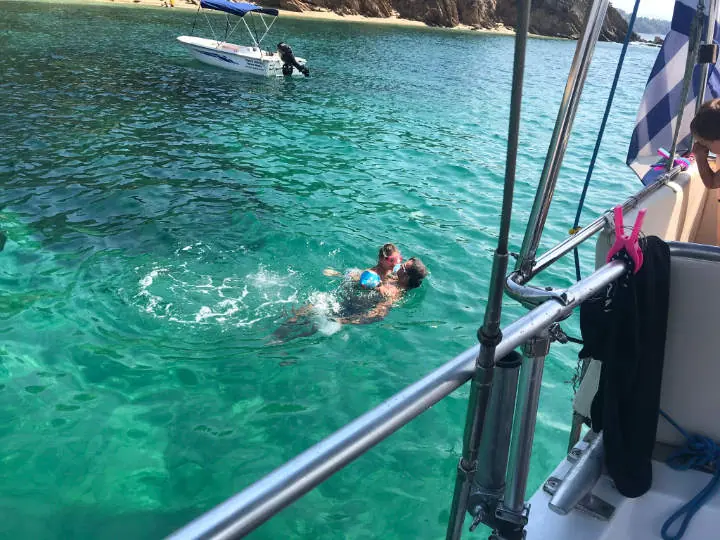 A swim beside the boat