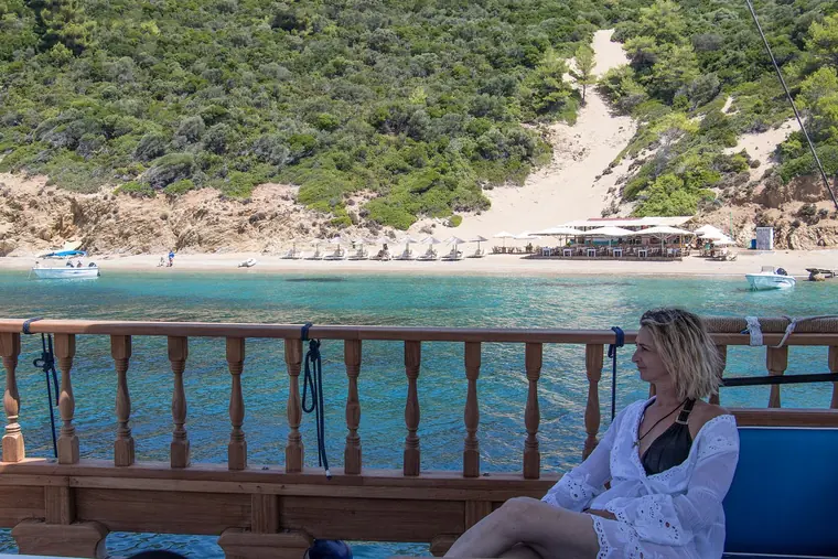 At the rail off a beach