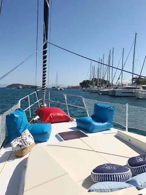Bean bags on the foredeck