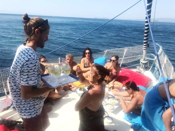 Drinks served on the foredeck