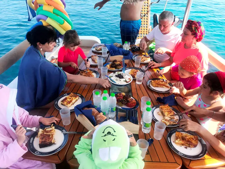 Family lunch on board