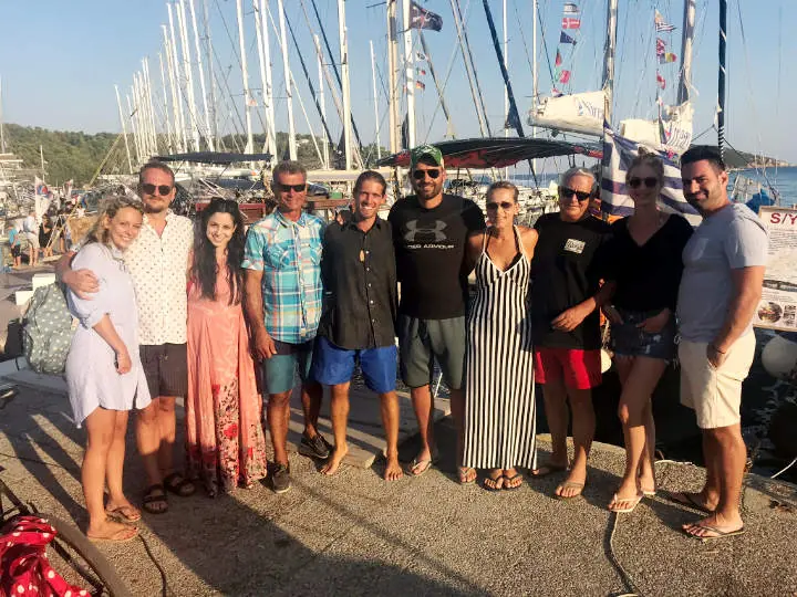 Guests and crew on the quay