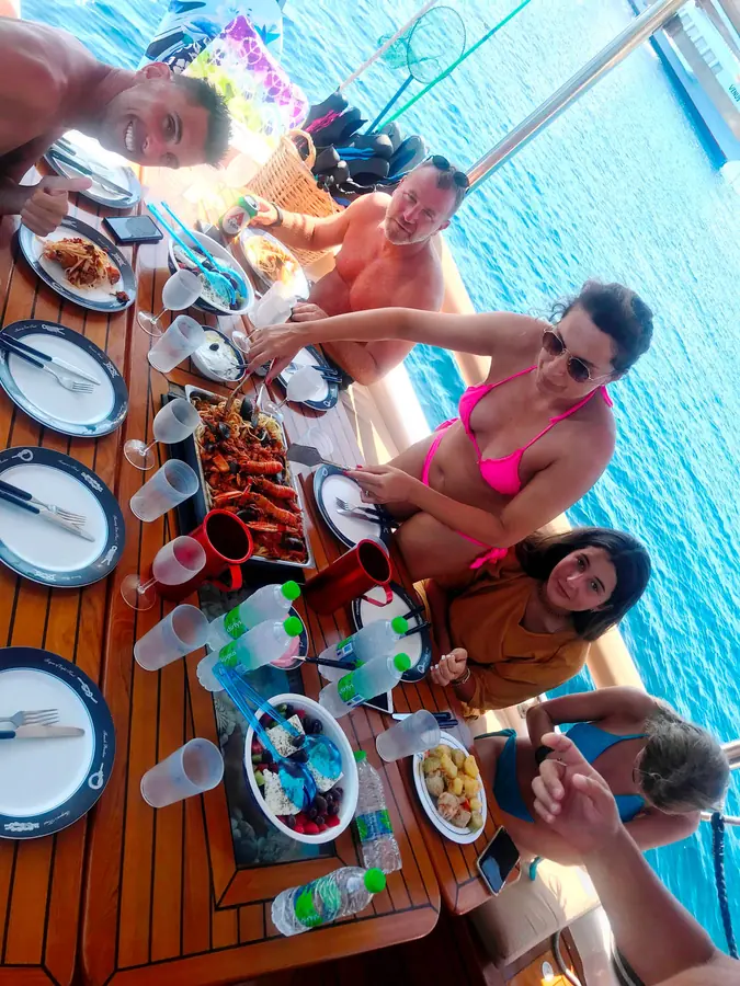 Guests at lunch on board