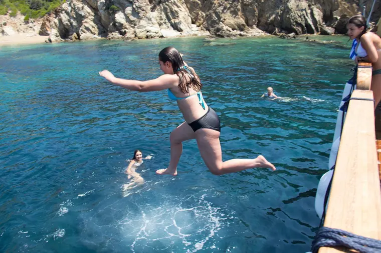 Jumping into the sea