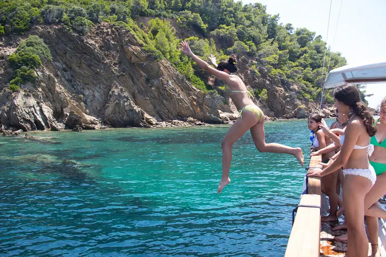Leaping off the side by the cliffs