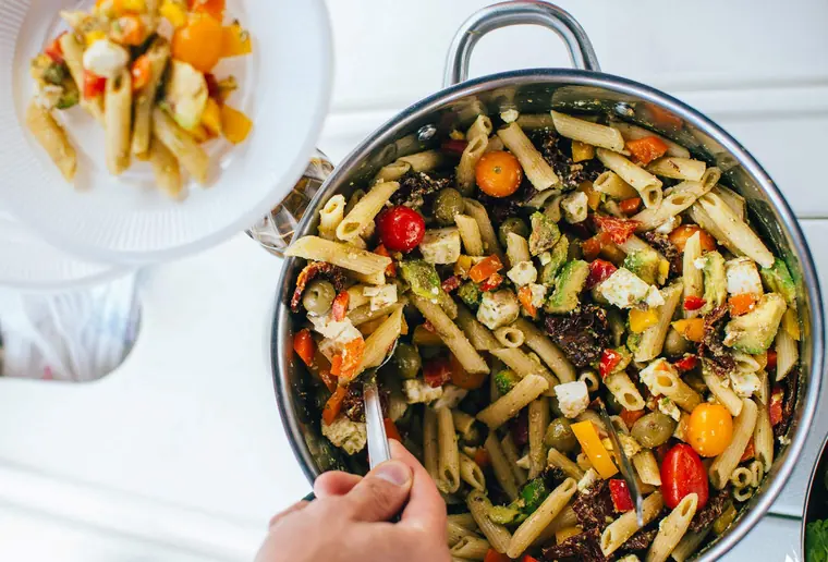 Pasta with vegetables from the galley