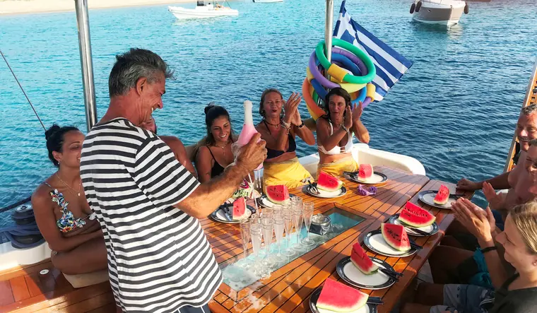 Serving lunch at a swim stop