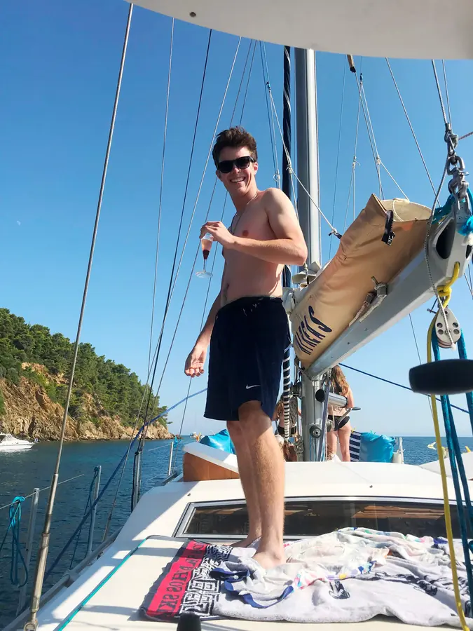 Standing at the bow