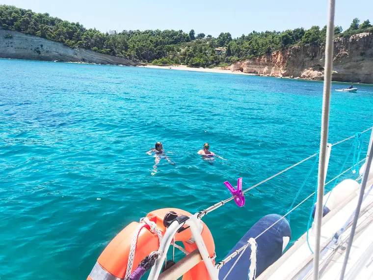 Swimmers off the bow