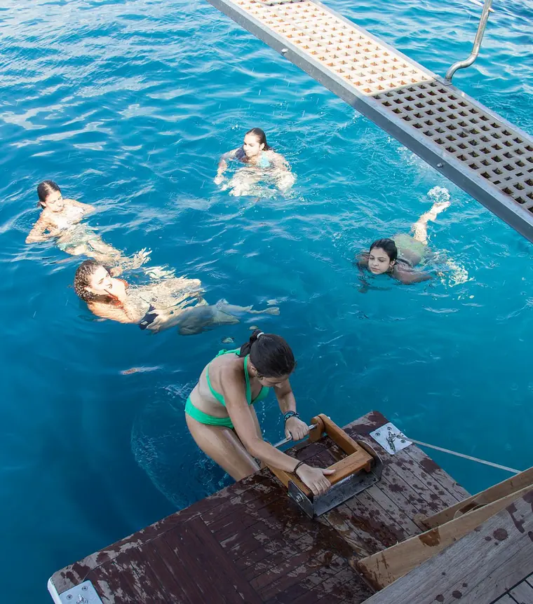 Swimming at the swim platform