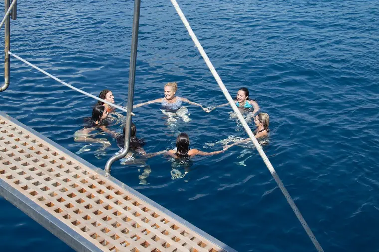 Swimming off the gangway