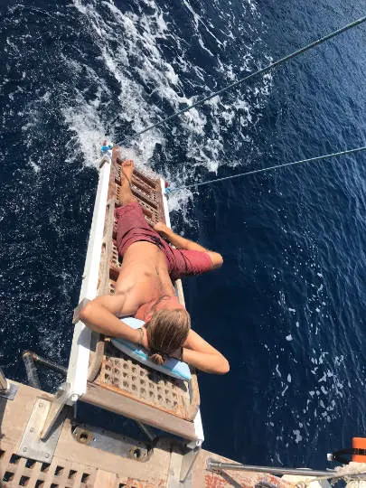 Swimming off the stern