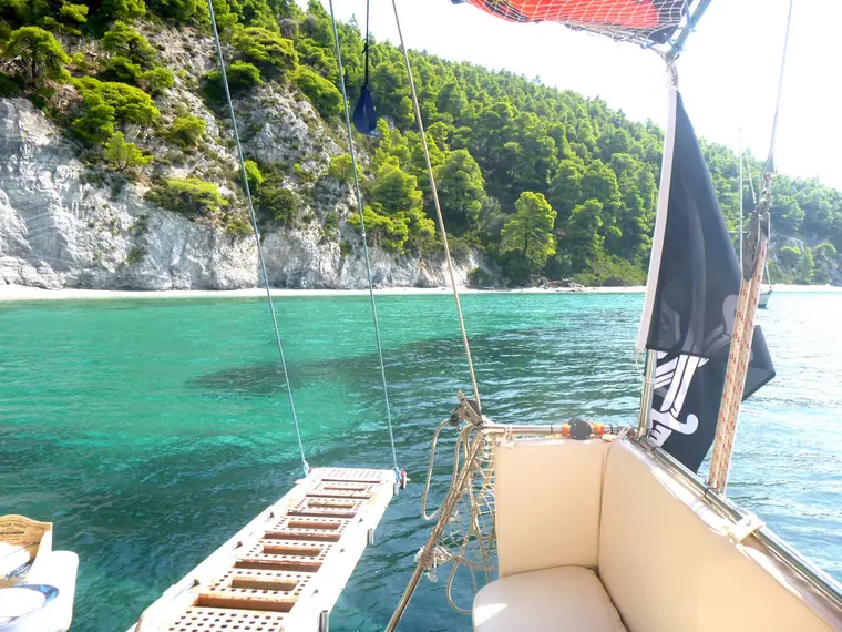 The swim ladder and the white cliffs