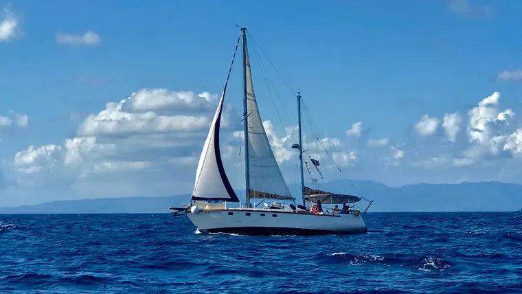 Under sail on the open sea