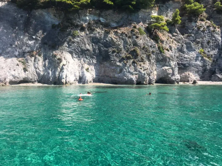 White cliffs and turquoise water